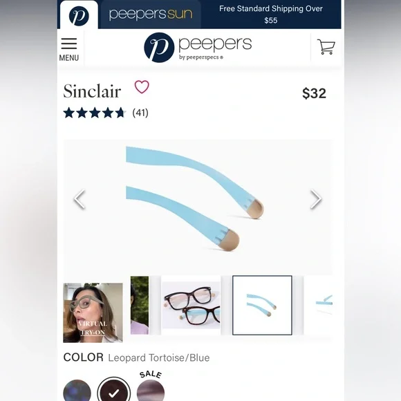 Peepers Sinclair Blue Light Tortoise and Blue Color reading glasses 1.5 strength - Picture 10 of 14